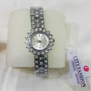 luxury silver crystal ladies watch