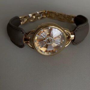 luxury crystal ladies leather watch