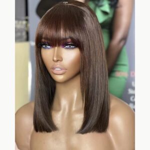 vietnamese fringe bone straight wig – 14 inches